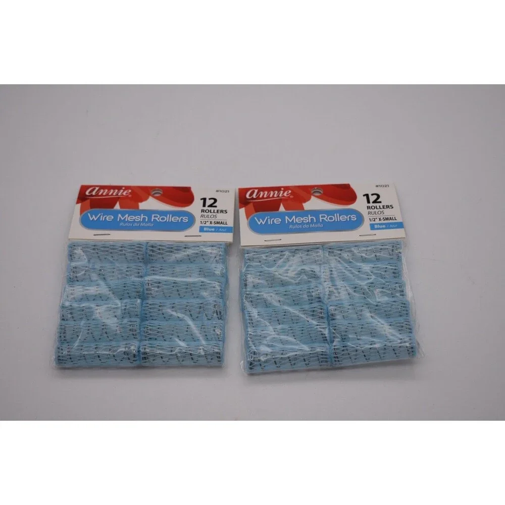 Annie Wire Mesh Rollers – X-Small 12 Count Blue - 1/2